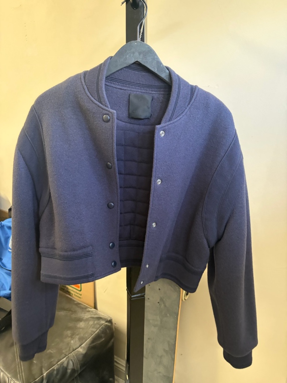 Givenchy Dark Blue Cropped Snap-Front Jacket